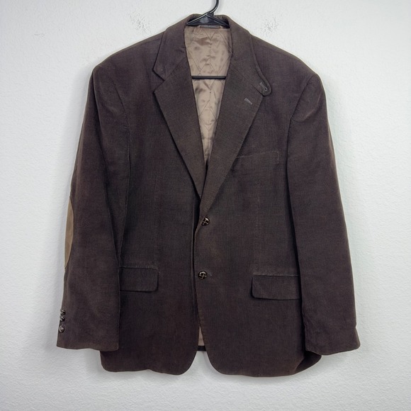 Lauren Ralph Lauren Blazer Mens 40S Brown Corduroy Sport Coat Elbow Patch Preppy - Picture 1 of 10